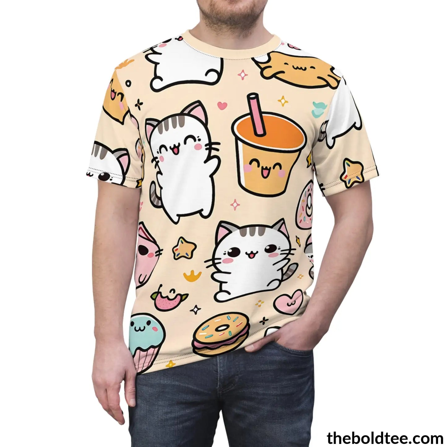 Happy Kawaii Tee - Premium All Over Print Crewneck Shirt Prints