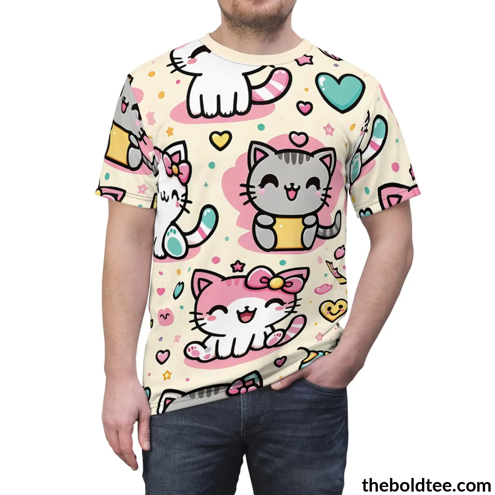 Happy Kawaii Tee - Premium All Over Print Crewneck Shirt Prints