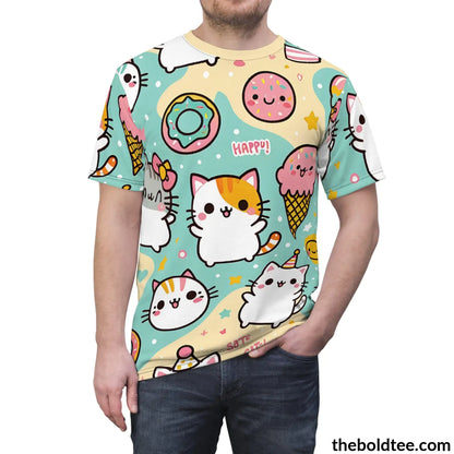 Happy Kawaii Tee - Premium All Over Print Crewneck Shirt Prints