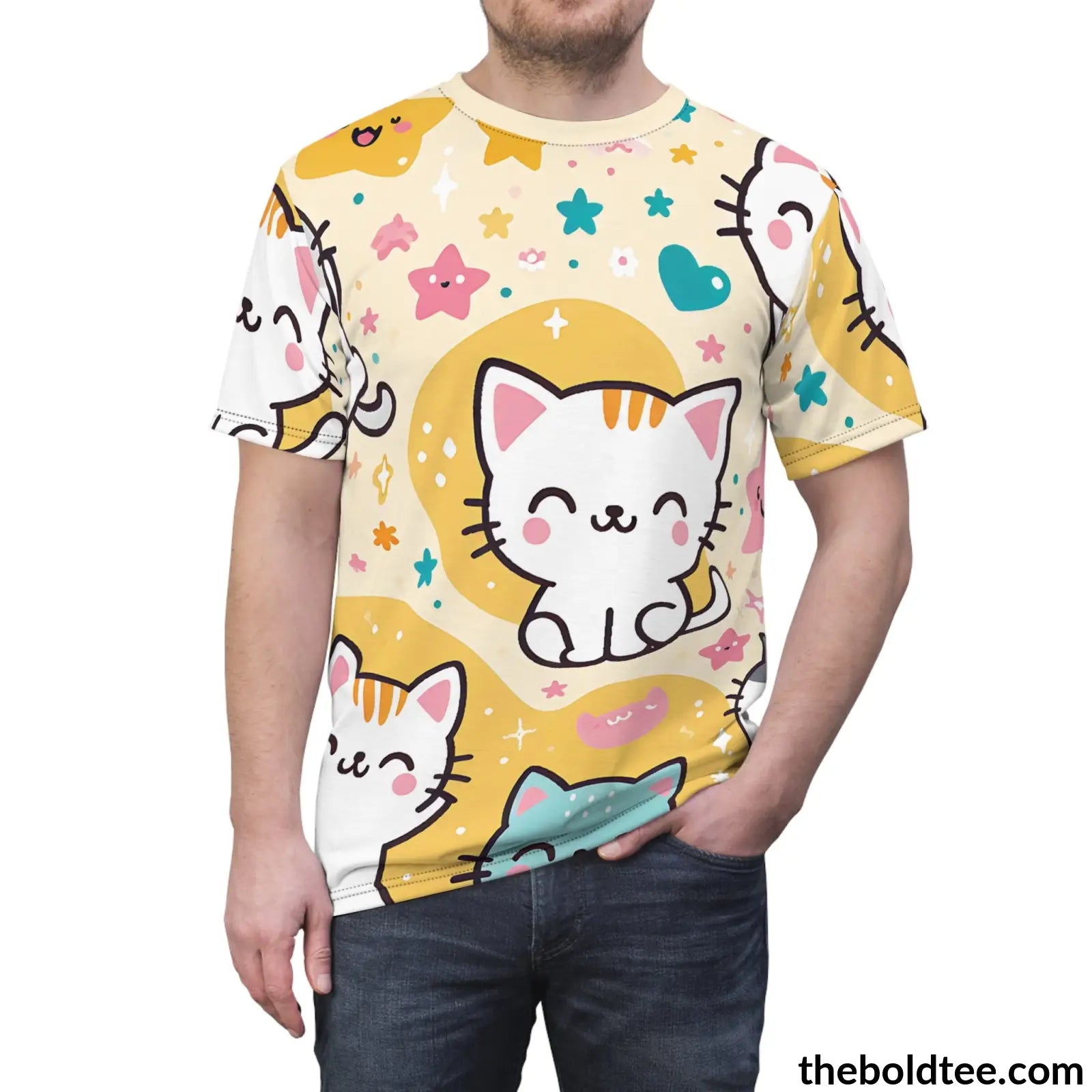 Happy Kawaii Tee - Premium All Over Print Crewneck Shirt Prints