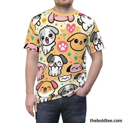 Happy Kawaii Dogs Tee - Premium All Over Print Crewneck Shirt Prints