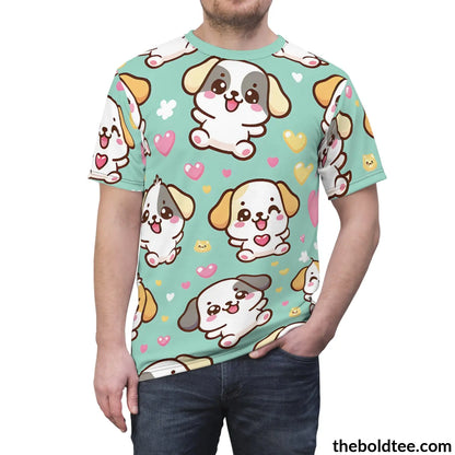 Happy Kawaii Dogs Tee - Premium All Over Print Crewneck Shirt Prints