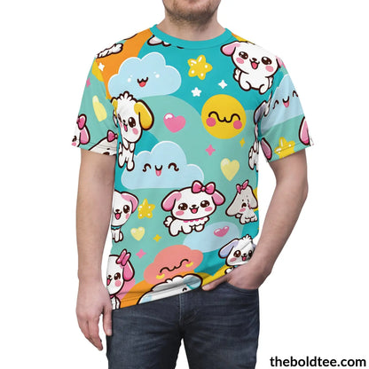 Happy Kawaii Dogs Tee - Premium All Over Print Crewneck Shirt Prints