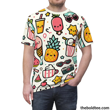 Happy Kawaii Tee - Premium All Over Print Crewneck Shirt Prints