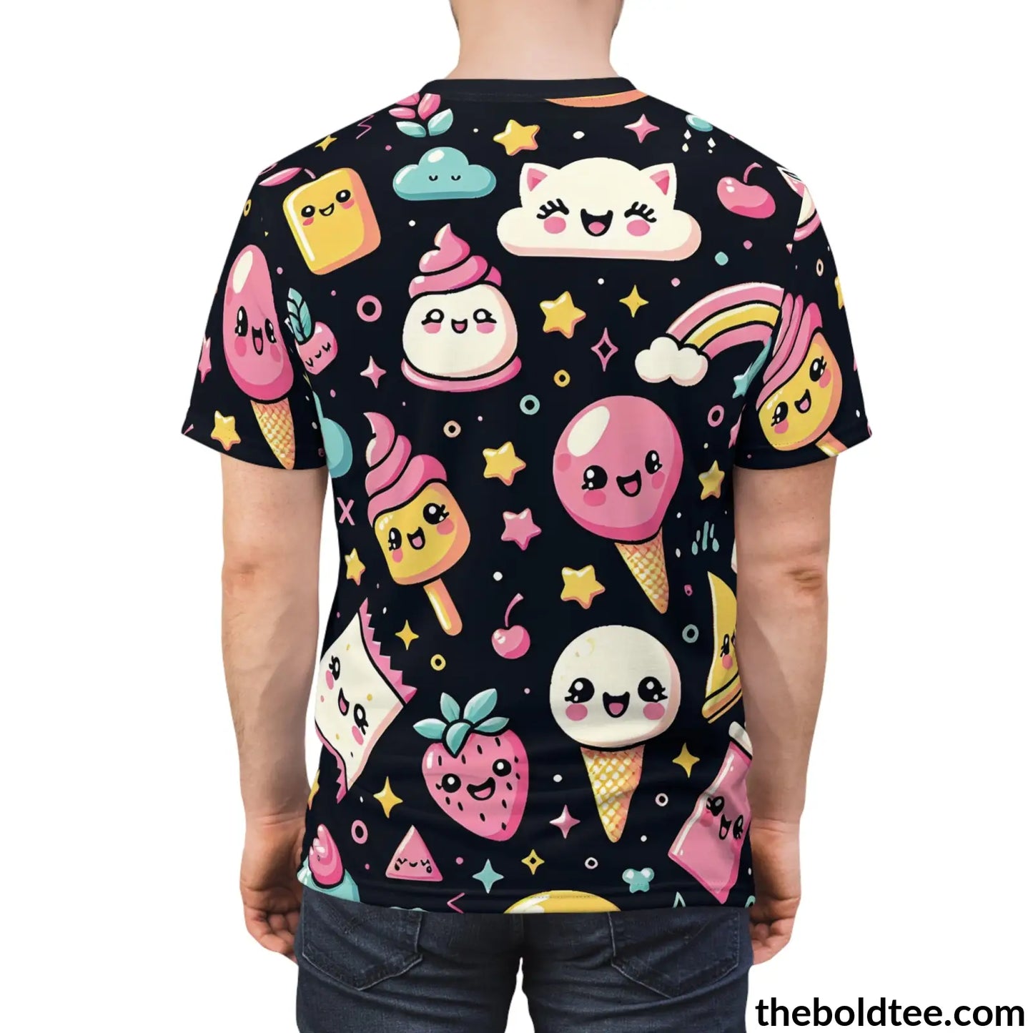 Happy Kawaii Tee - Premium All Over Print Crewneck Shirt Prints