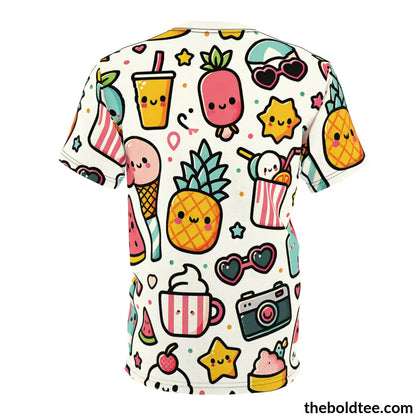 Happy Kawaii Tee - Premium All Over Print Crewneck Shirt Prints