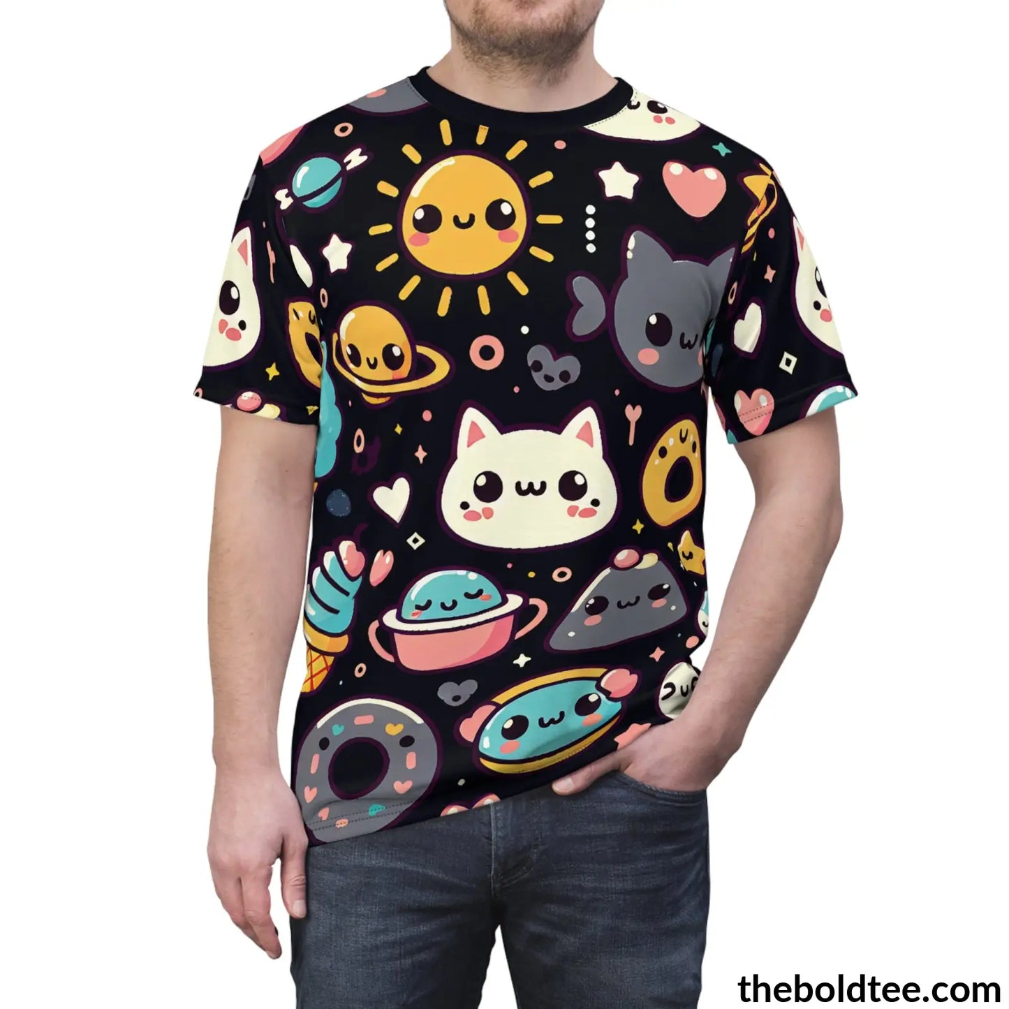 Happy Kawaii Tee - Premium All Over Print Crewneck Shirt Prints