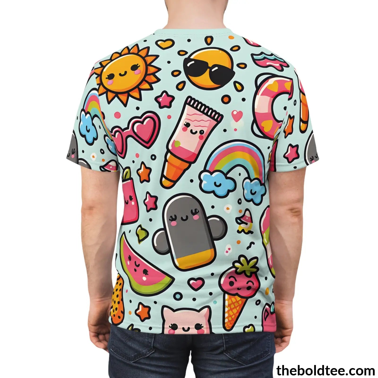 Happy Kawaii Tee - Premium All Over Print Crewneck Shirt Prints