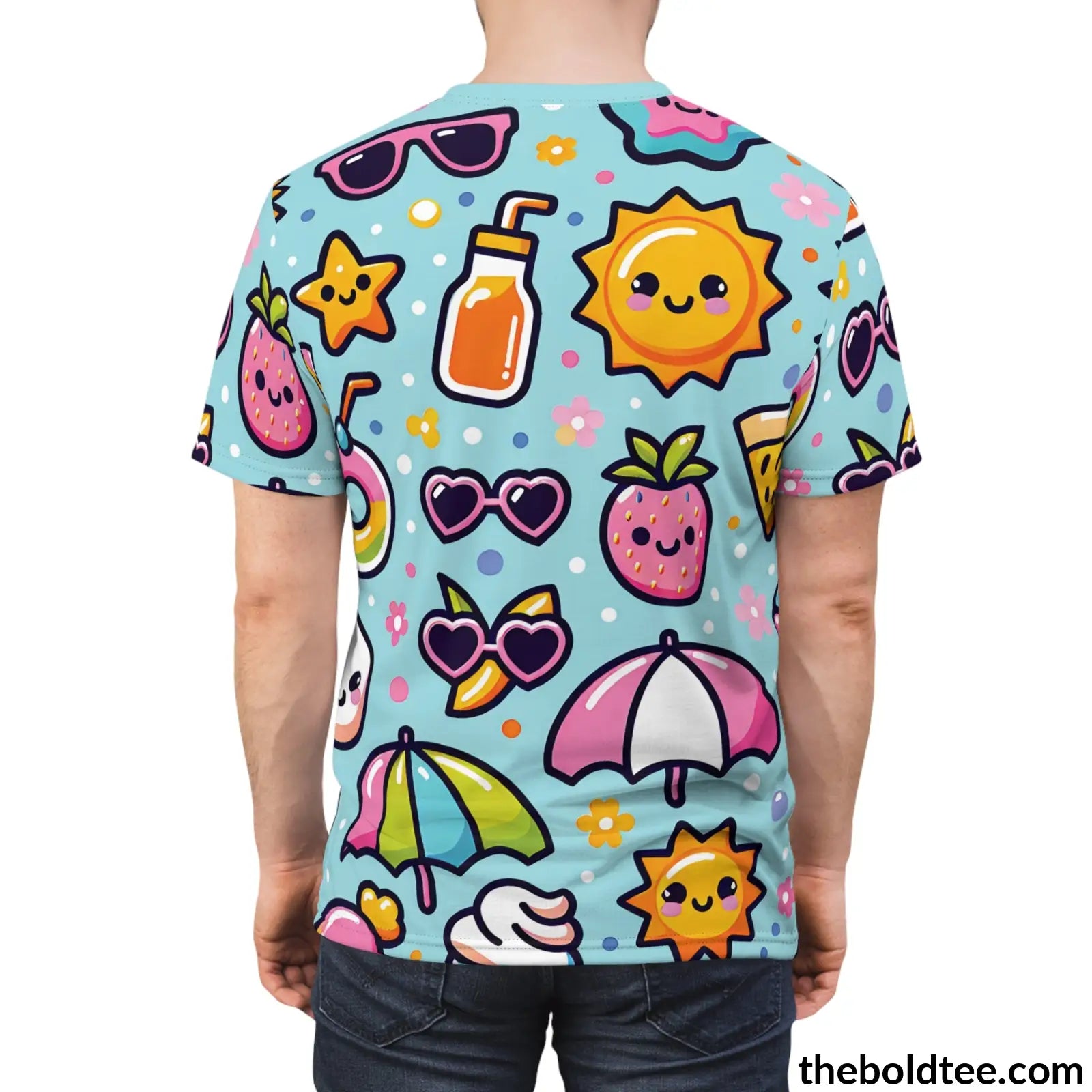 Happy Kawaii Tee - Premium All Over Print Crewneck Shirt Prints