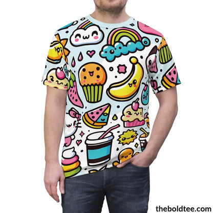 Happy Kawaii Tee - Premium All Over Print Crewneck Shirt Prints