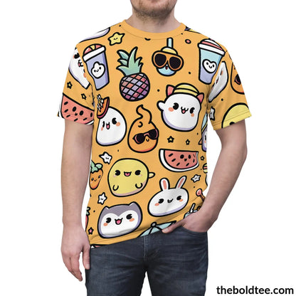 Happy Kawaii Tee - Premium All Over Print Crewneck Shirt Prints