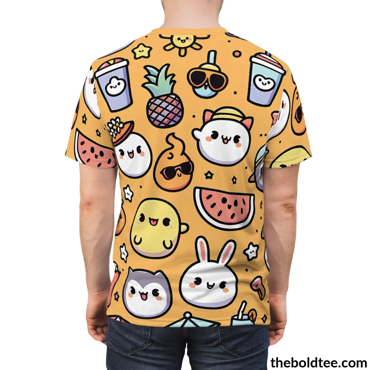 Happy Kawaii Tee - Premium All Over Print Crewneck Shirt Prints