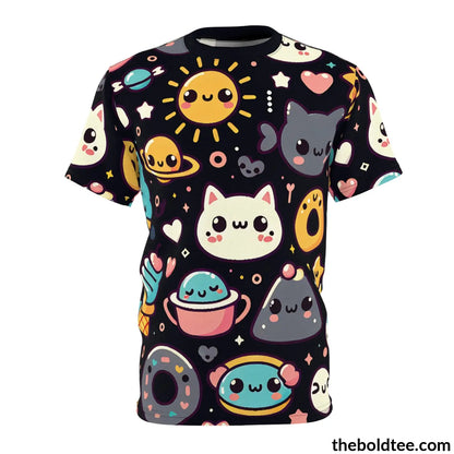 Happy Kawaii Tee - Premium All Over Print Crewneck Shirt Black Stitching / 6 Oz. S Prints