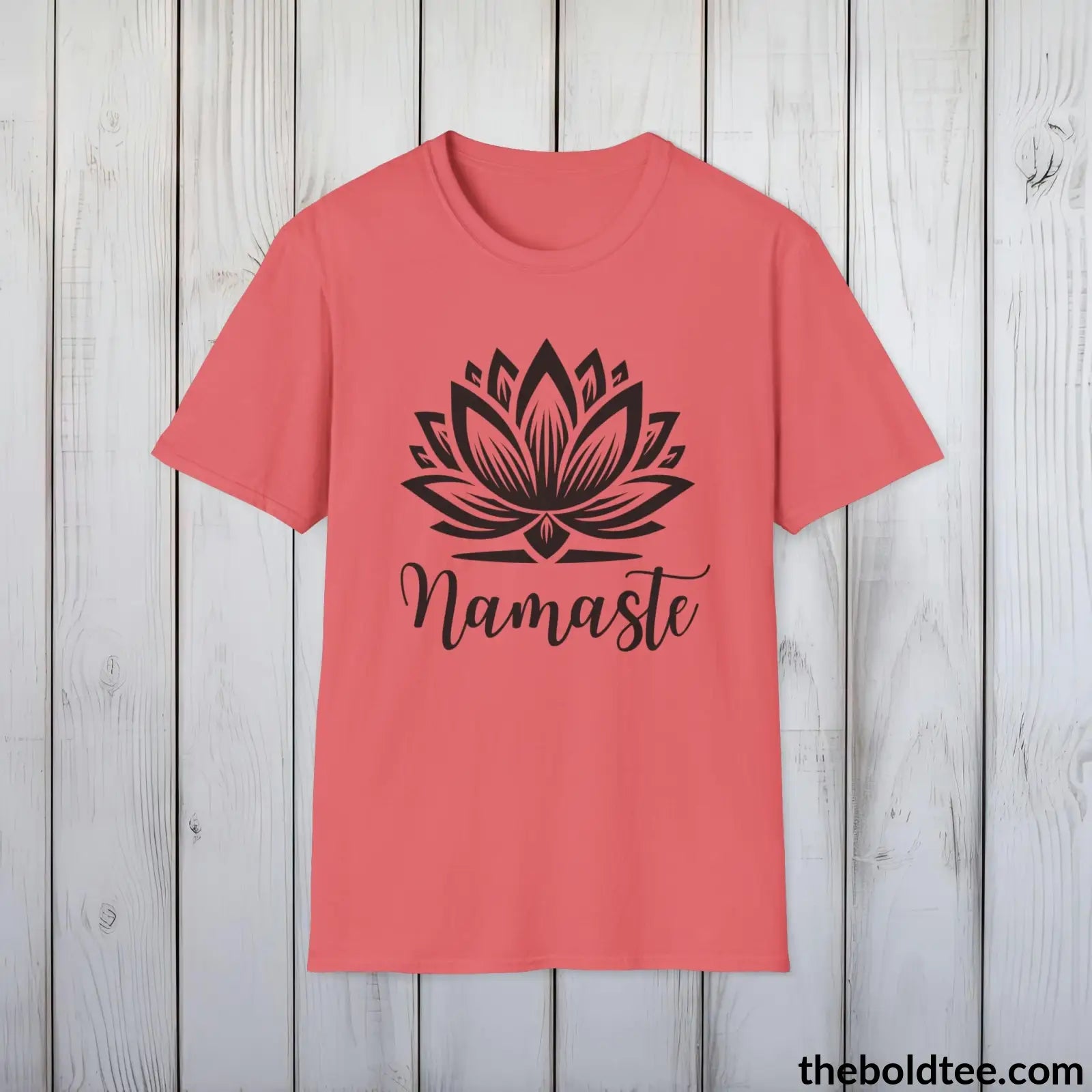 T-Shirt Coral Silk / S Namaste Yoga Tee - Sustainable & Soft Cotton Crewneck Unisex T-Shirt - 9 Bold Colors