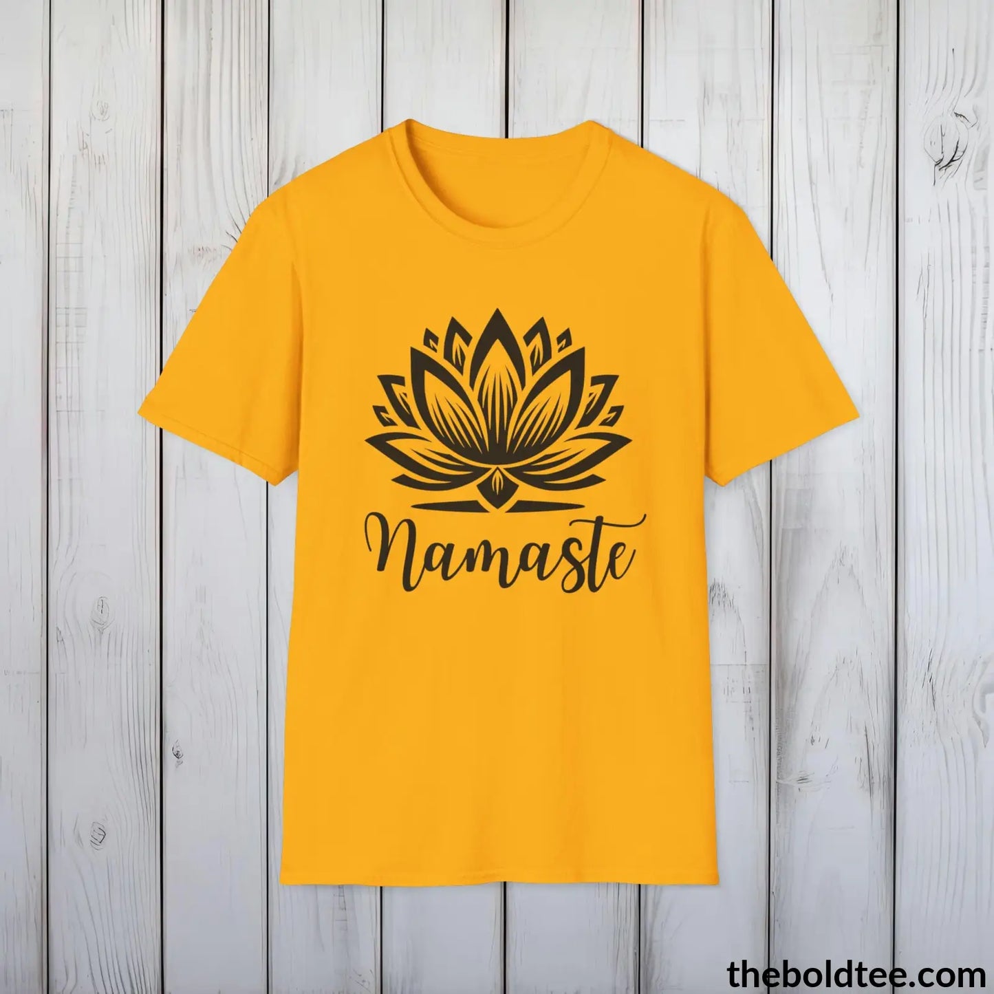 T-Shirt Gold / S Namaste Yoga Tee - Sustainable & Soft Cotton Crewneck Unisex T-Shirt - 9 Bold Colors