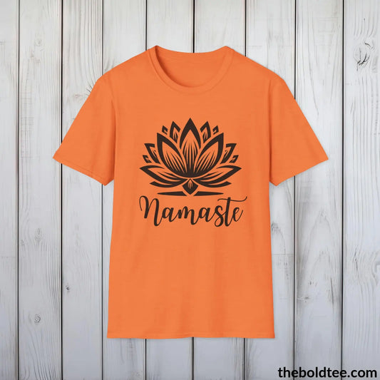 T-Shirt Heather Orange / S Namaste Yoga Tee - Sustainable & Soft Cotton Crewneck Unisex T-Shirt - 9 Bold Colors