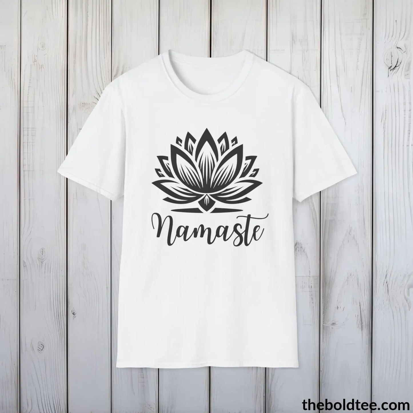 T-Shirt White / S Namaste Yoga Tee - Sustainable & Soft Cotton Crewneck Unisex T-Shirt - 9 Bold Colors