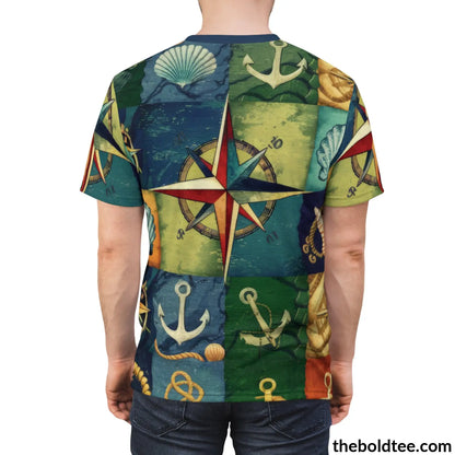 Nautical Pattern Tee - Premium All Over Print Crewneck Shirt Prints