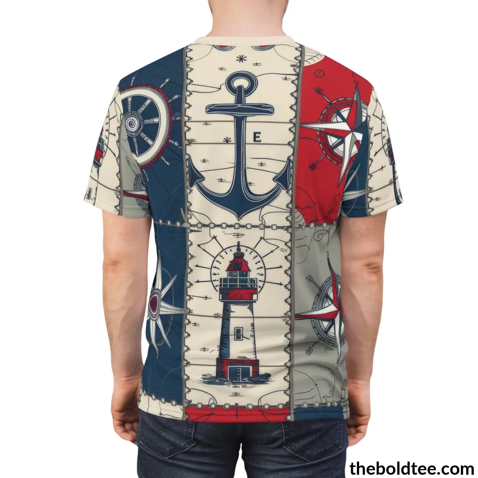 Nautical Pattern Tee - Premium All Over Print Crewneck Shirt Prints