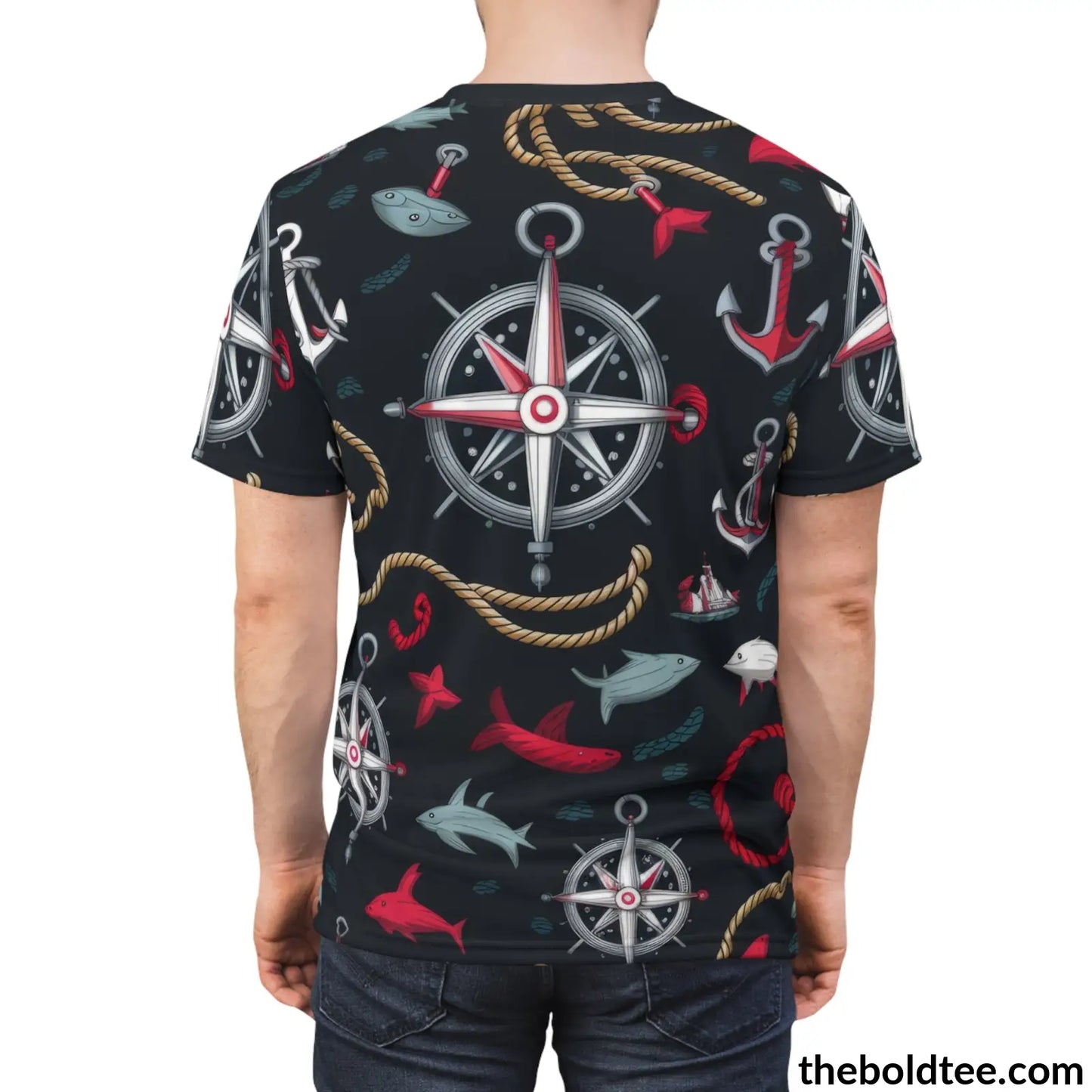 Nautical Pattern Tee - Premium All Over Print Crewneck Shirt Prints