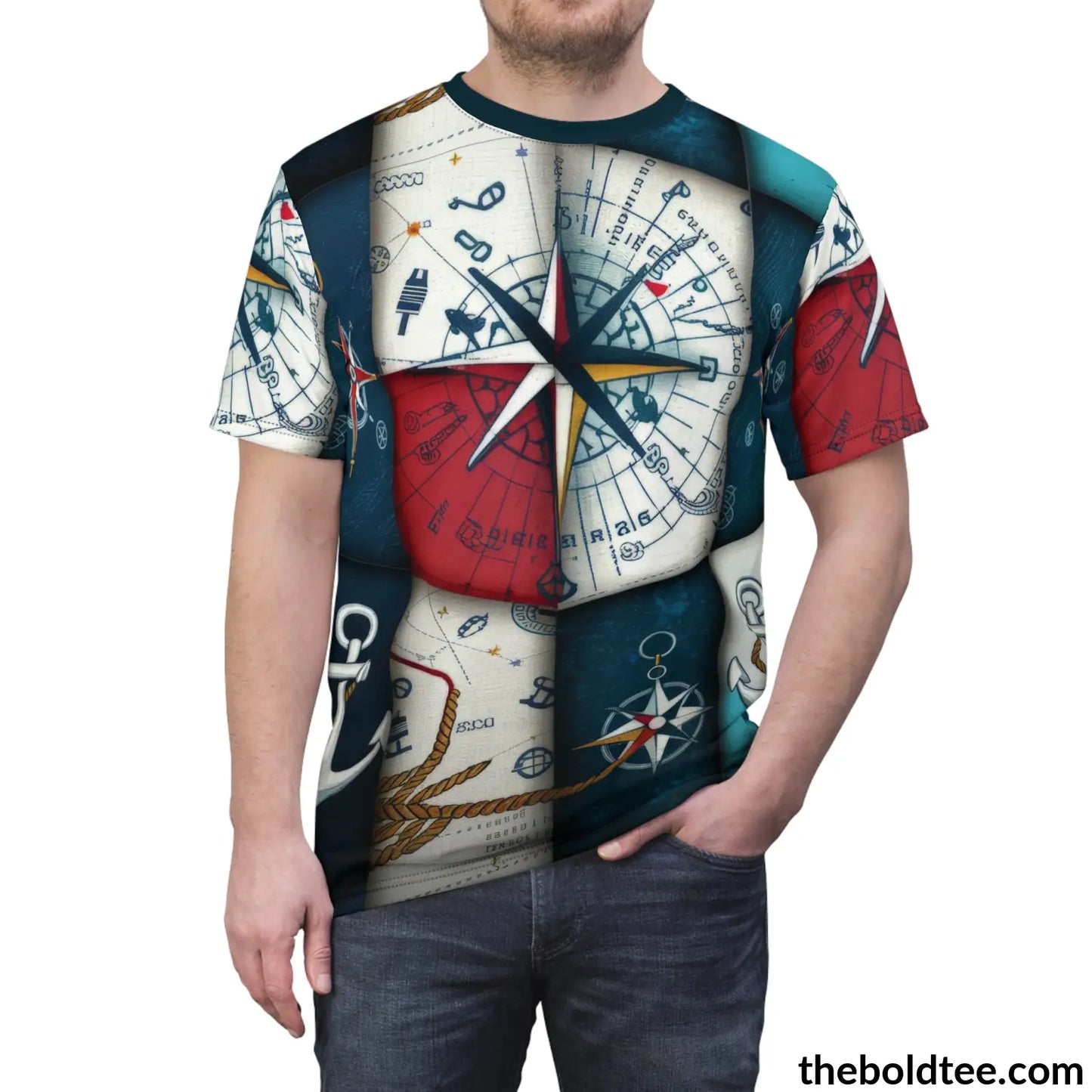 Nautical Pattern Tee - Premium All Over Print Crewneck Shirt Prints