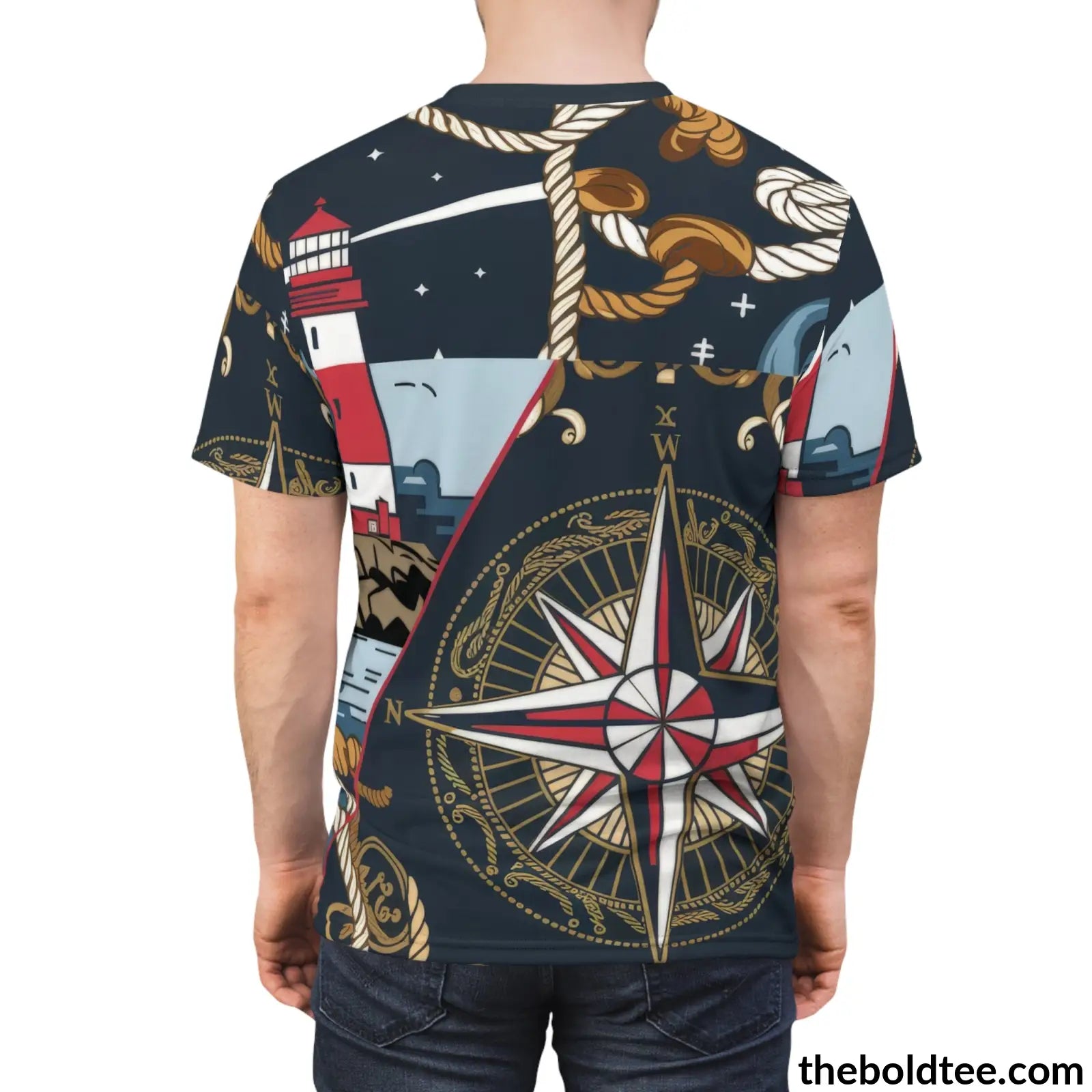 Nautical Pattern Tee - Premium All Over Print Crewneck Shirt Prints