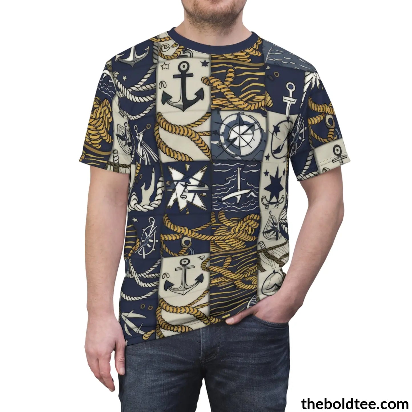 Nautical Pattern Tee - Premium All Over Print Crewneck Shirt Prints