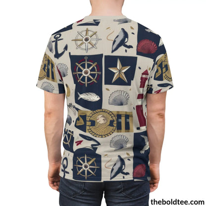 Nautical Pattern Tee - Premium All Over Print Crewneck Shirt Prints