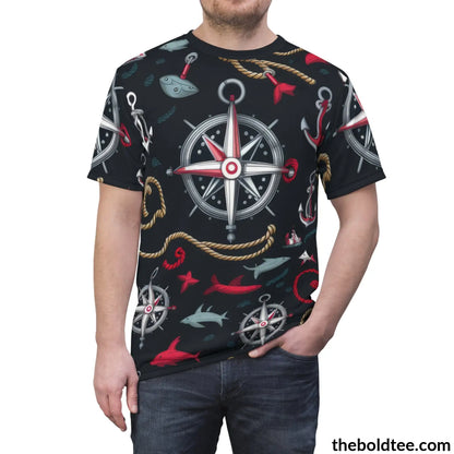 Nautical Pattern Tee - Premium All Over Print Crewneck Shirt Prints