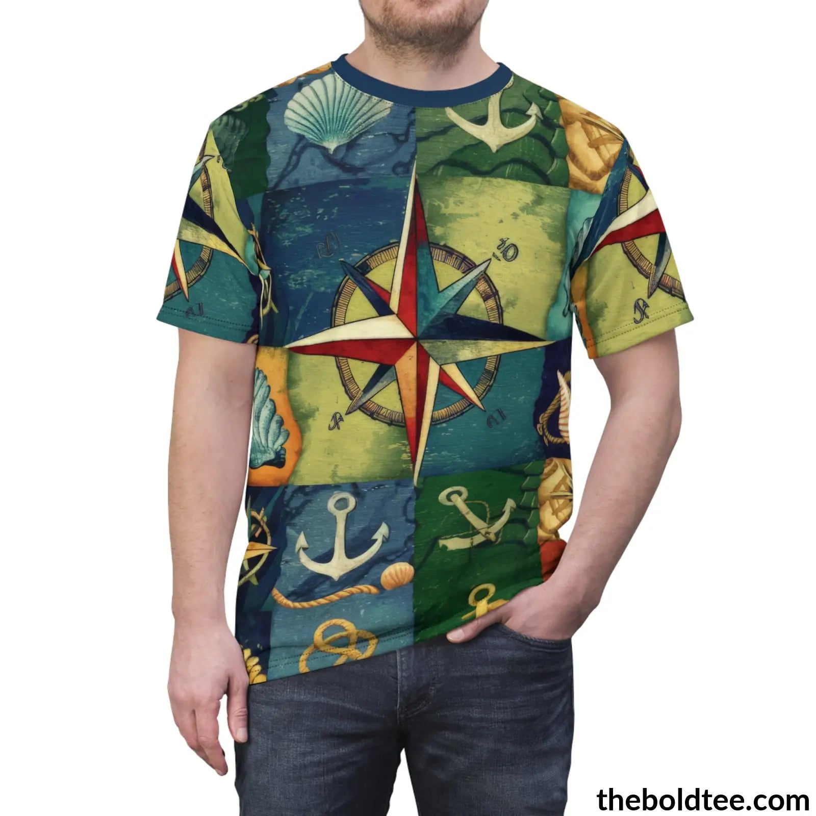 Nautical Pattern Tee - Premium All Over Print Crewneck Shirt Prints