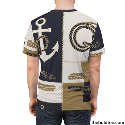 Nautical Pattern Tee - Premium All Over Print Crewneck Shirt Prints