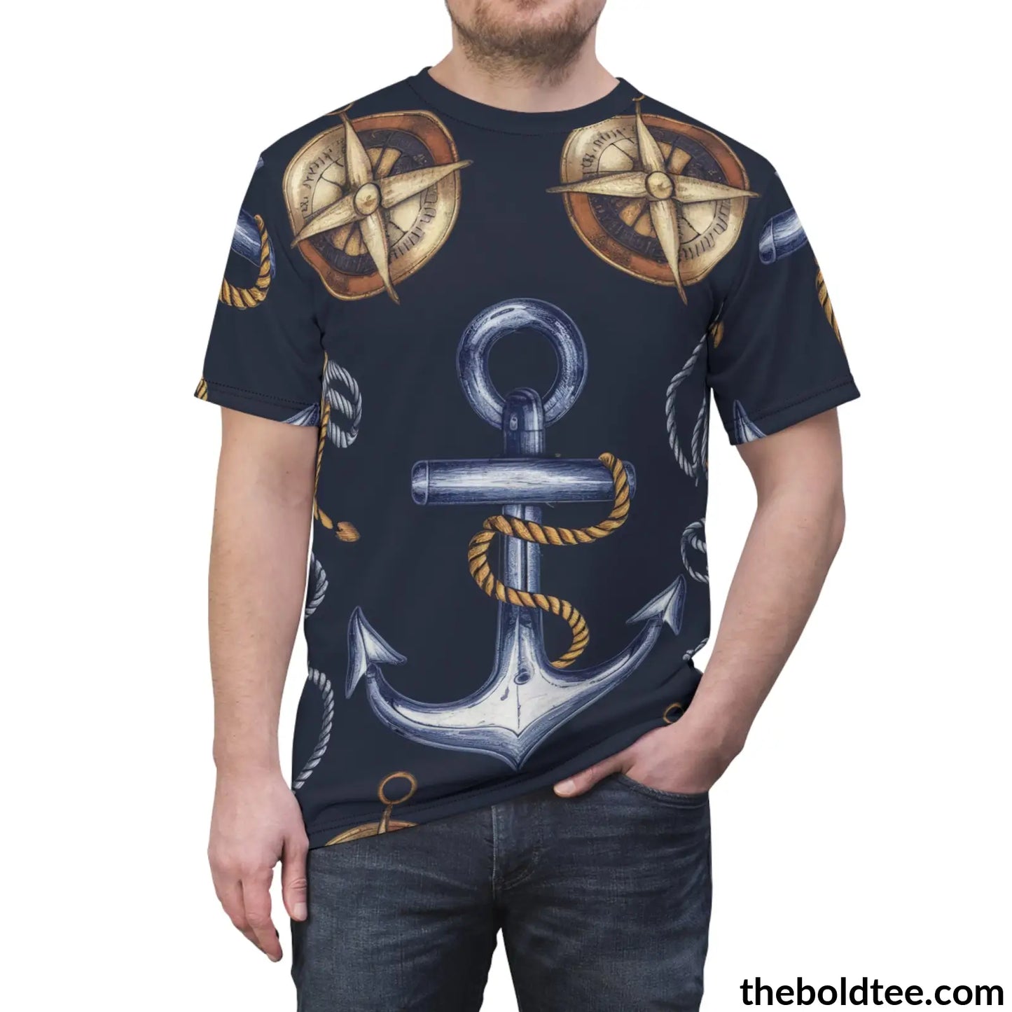 Nautical Pattern Tee - Premium All Over Print Crewneck Shirt Prints