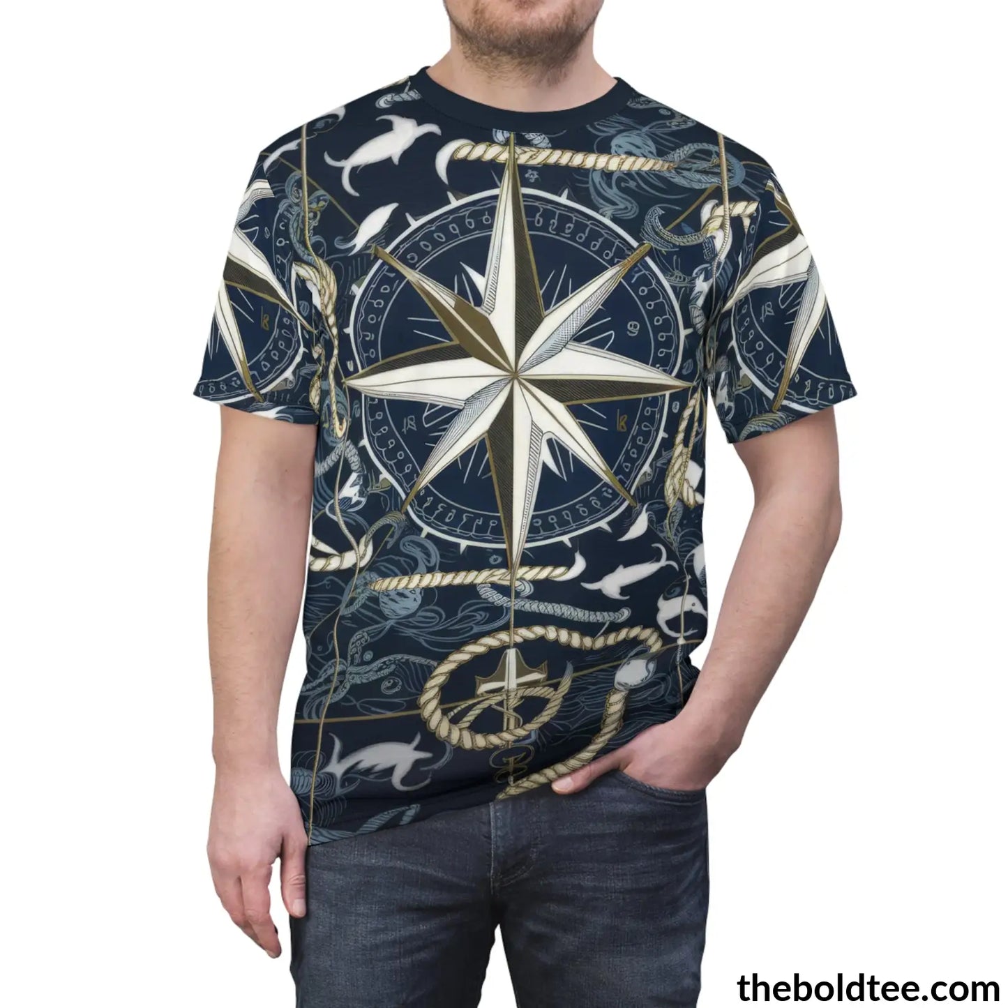 Nautical Pattern Tee - Premium All Over Print Crewneck Shirt Prints