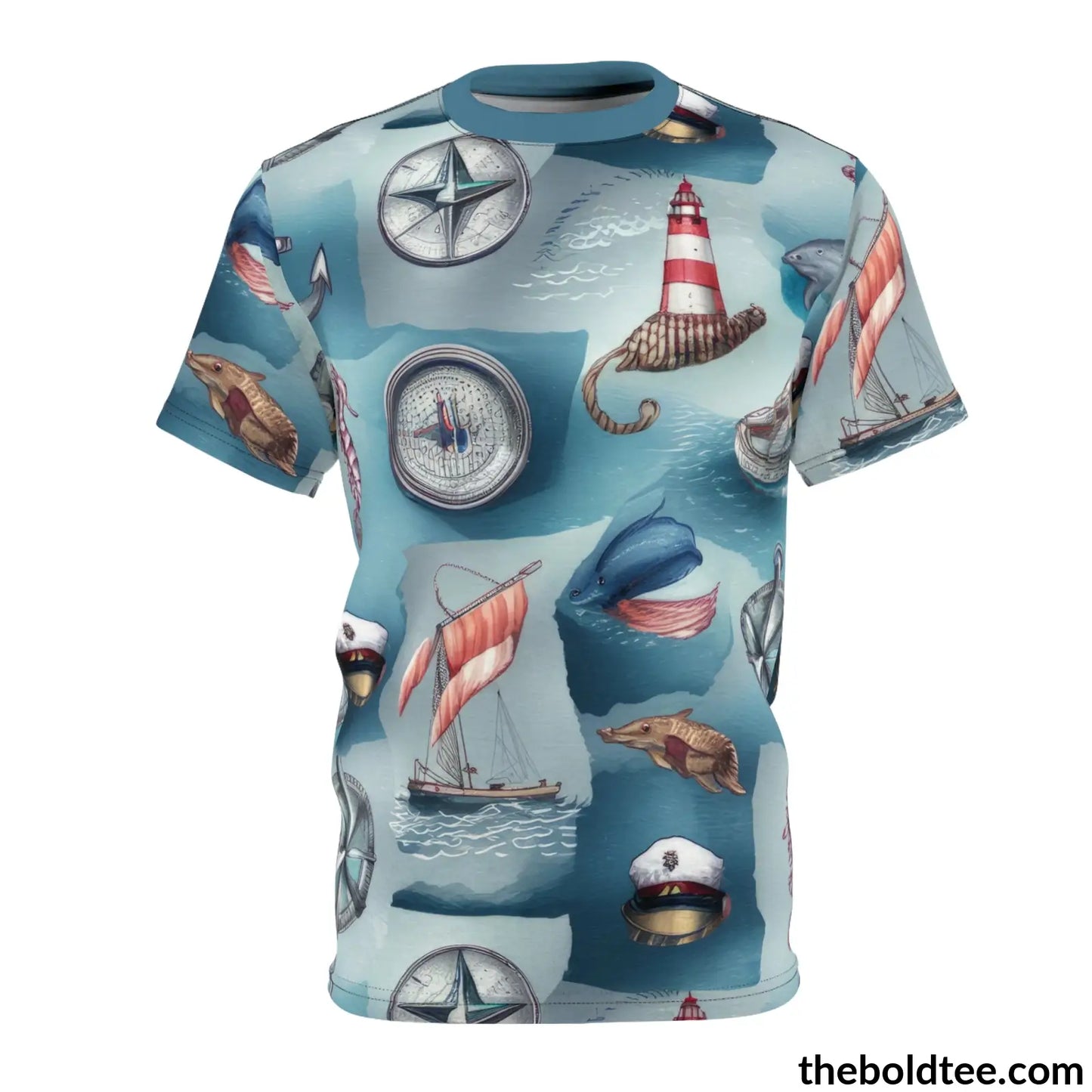 Nautical Pattern Tee - Premium All Over Print Crewneck Shirt S Prints