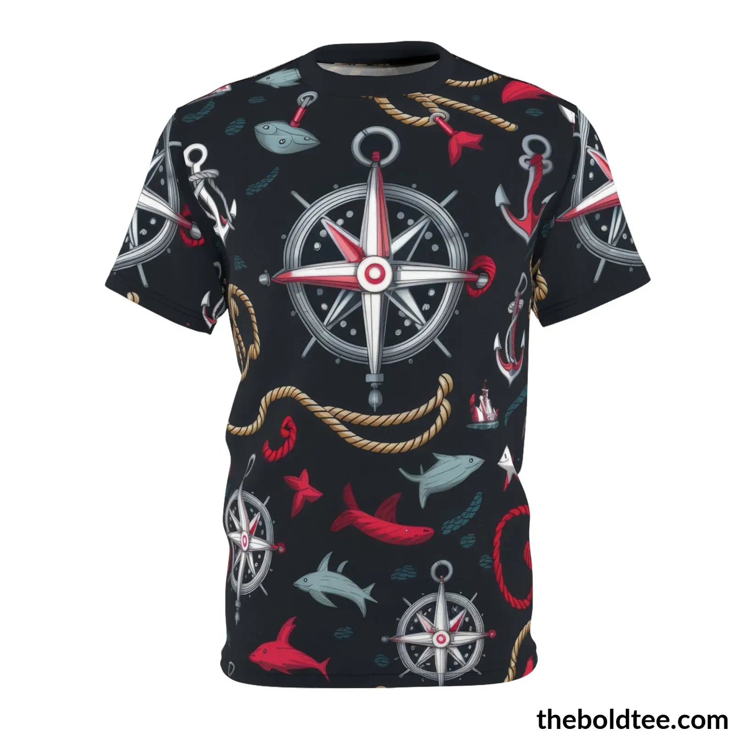 Nautical Pattern Tee - Premium All Over Print Crewneck Shirt S Prints