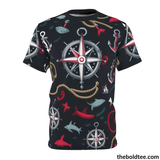 Nautical Pattern Tee - Premium All Over Print Crewneck Shirt S Prints