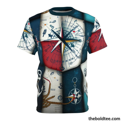 Nautical Pattern Tee - Premium All Over Print Crewneck Shirt S Prints