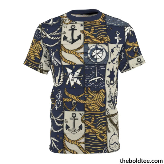 Nautical Pattern Tee - Premium All Over Print Crewneck Shirt S Prints