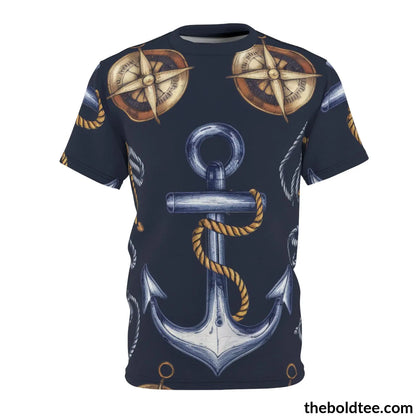 Nautical Pattern Tee - Premium All Over Print Crewneck Shirt S Prints