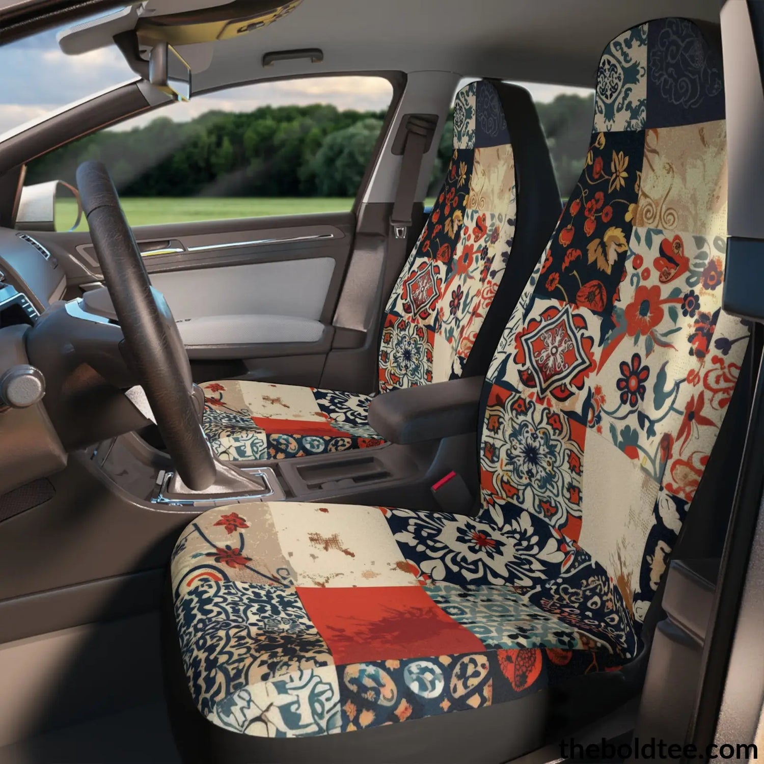 Patchwork Car Seat Covers (2 Pcs.) All Over Prints