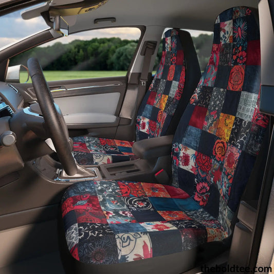 Patchwork Car Seat Covers (2 Pcs.) All Over Prints