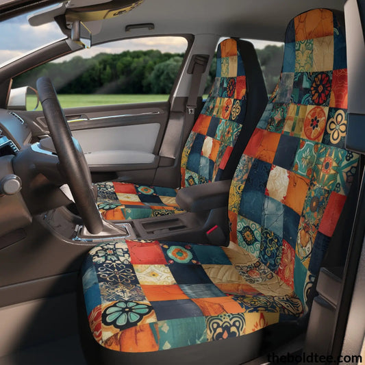 Patchwork Car Seat Covers (2 Pcs.) All Over Prints