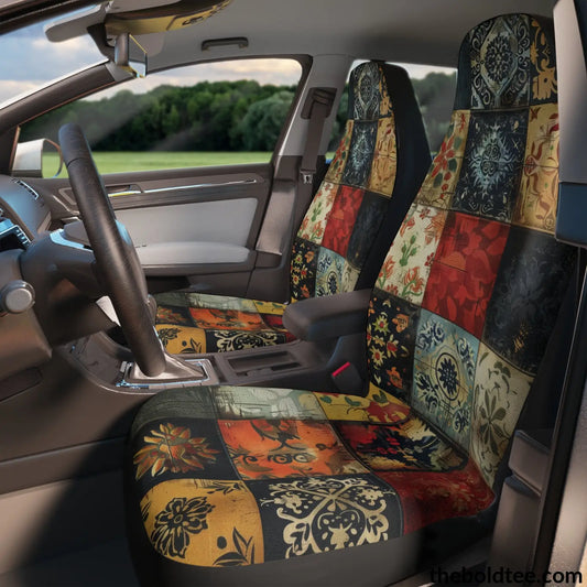 Patchwork Car Seat Covers (2 Pcs.) All Over Prints