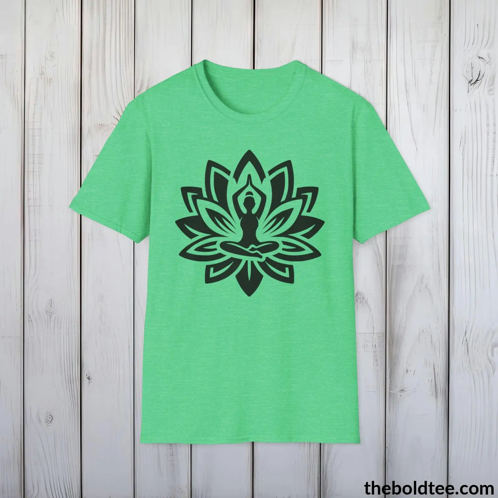 Peaceful Yoga Tee - Sustainable & Soft Cotton Crewneck Unisex T - Shirt 8 Serene Colors Heather