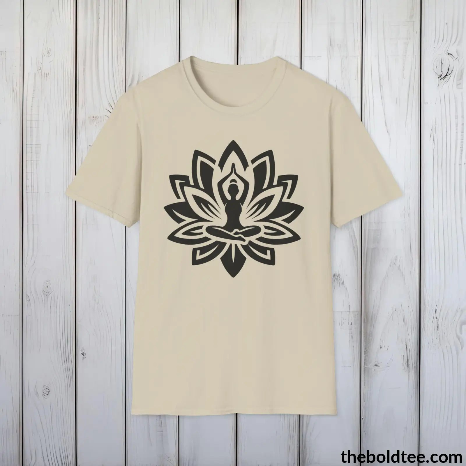 Peaceful Yoga Tee - Sustainable & Soft Cotton Crewneck Unisex T - Shirt 8 Serene Colors Sand / S