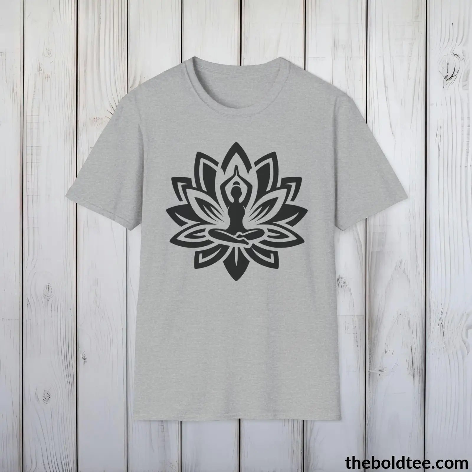 Peaceful Yoga Tee - Sustainable & Soft Cotton Crewneck Unisex T - Shirt 8 Serene Colors Sport Grey