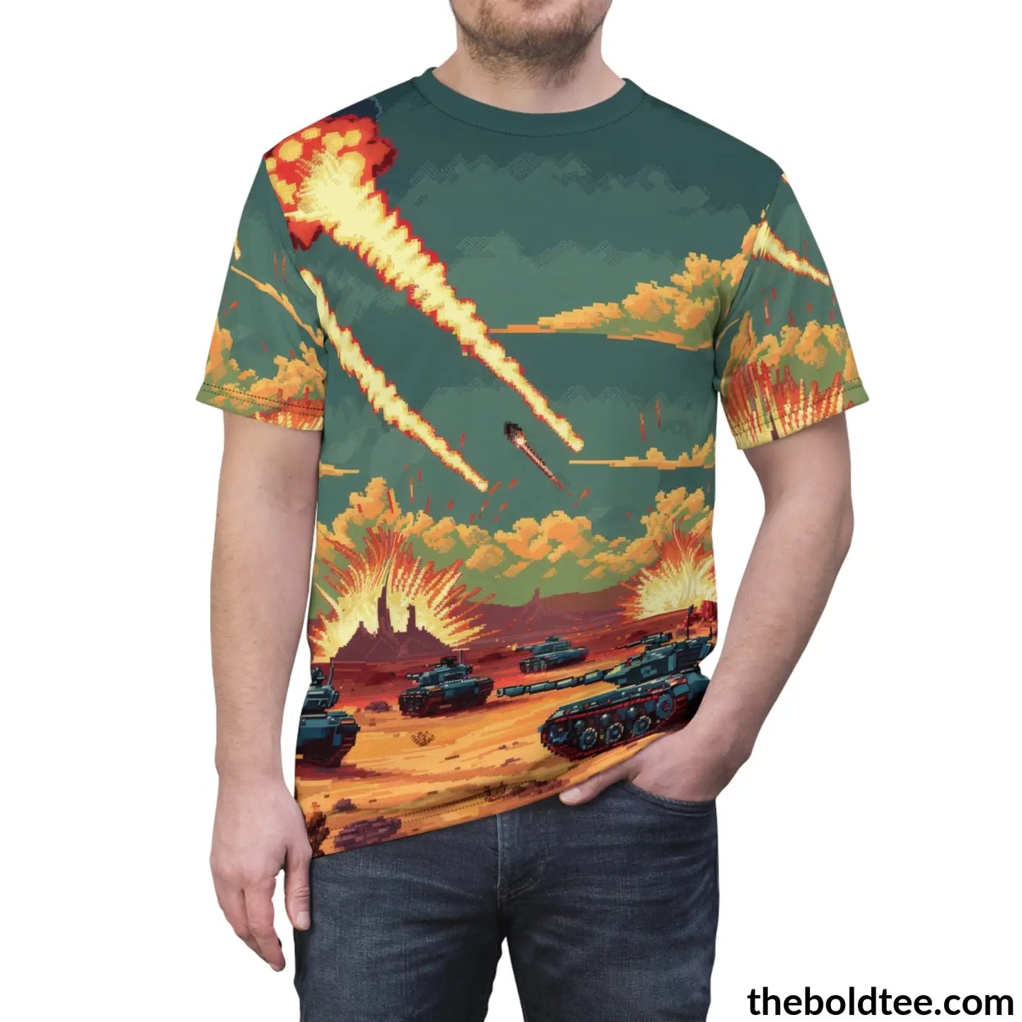 Retro Gamer Tee - Premium All Over Print Crewneck Shirt Prints