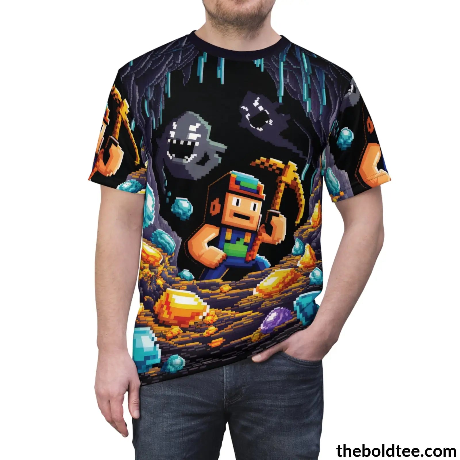 Retro Gamer Tee - Premium All Over Print Crewneck Shirt Prints