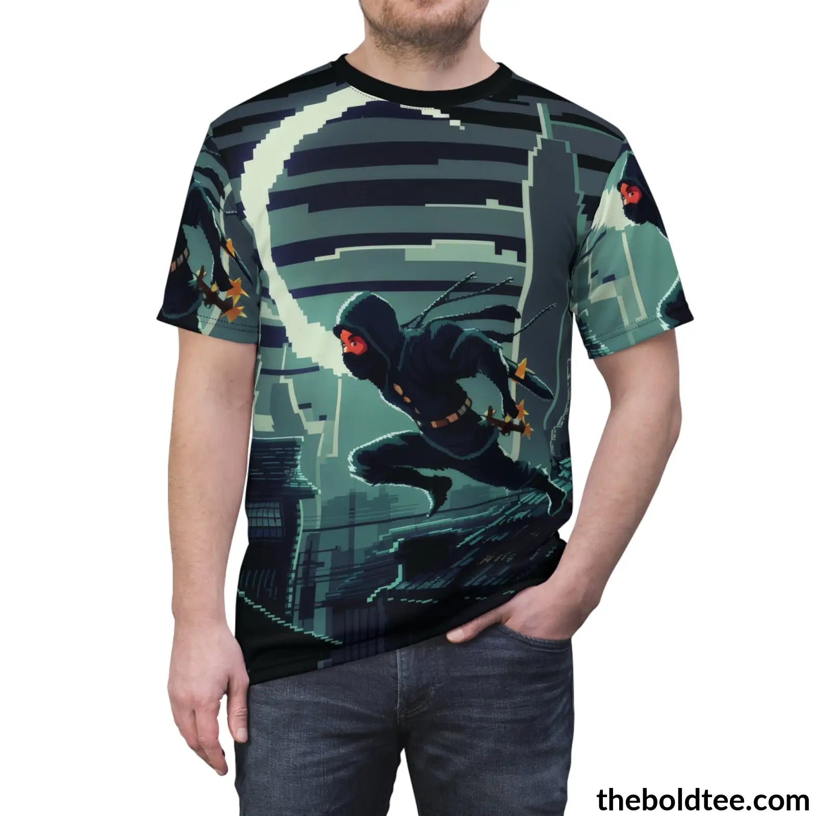 Retro Gamer Tee - Premium All Over Print Crewneck Shirt Prints