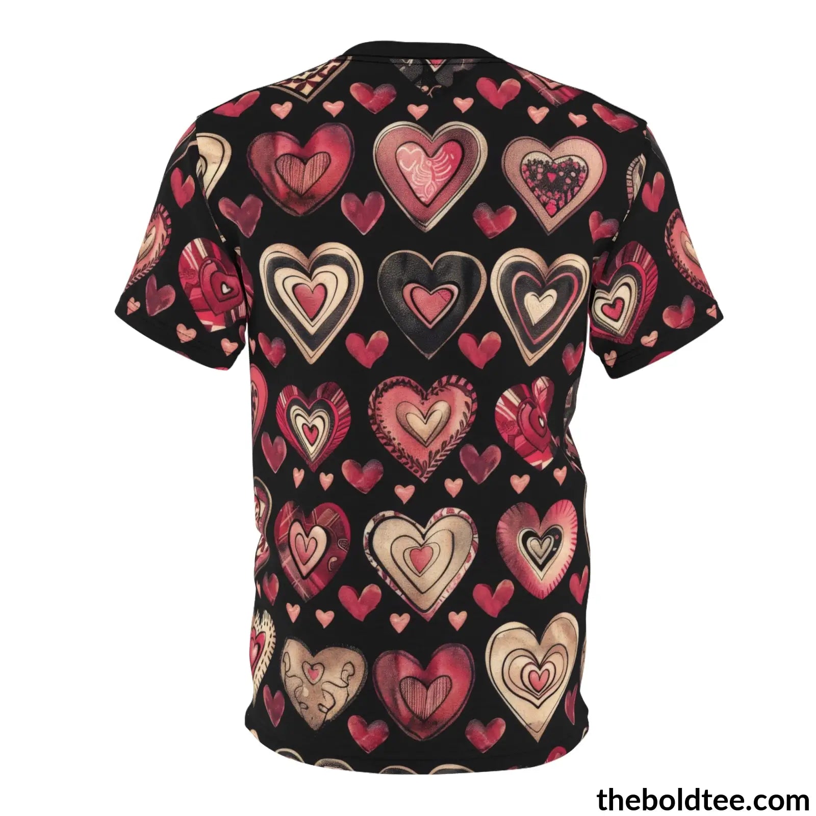 Romantic Hearts Tee - Premium All Over Print Crewneck Shirt Prints